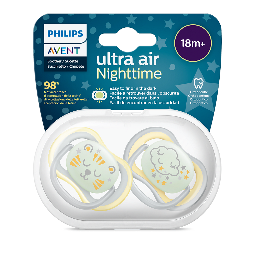 Philips Avent Ultra Air noćna duda varalica 18m+, neutralna, 2kom, SCF376/01