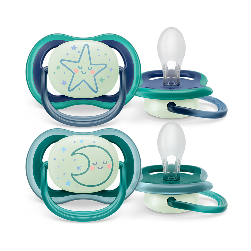 Philips Avent Ultra Air noćna duda varalica 6-18m, dječak, 2kom, SCF376/13