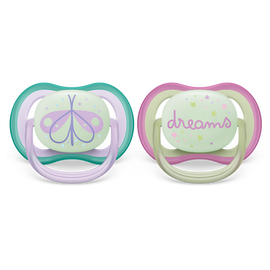 Philips Avent Ultra Air noćna duda varalica 0-6m, djevojčica, 2kom, SCF376/19