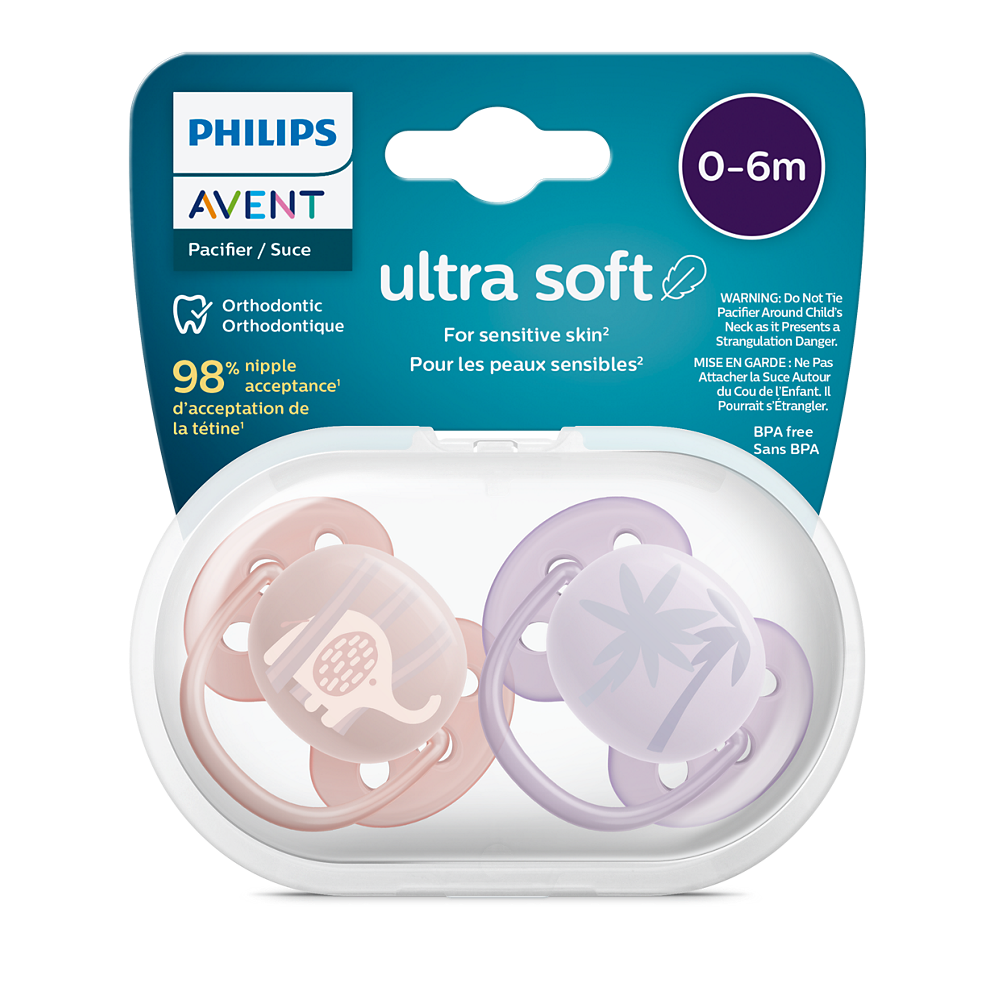 Philips Avent Ultra Soft duda varalica 0-6m, djevojčica, 2kom, SCF091/09