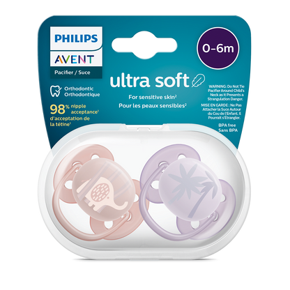 Philips Avent Ultra Soft duda varalica 0-6m, djevojčica, 2kom, SCF091/09