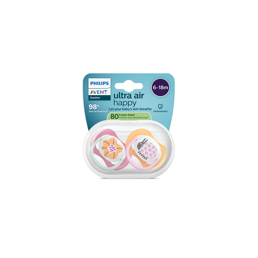 AVENT SCF080/27 TOLAŽILNA DUDA - SILIKON ULTRA AIR COLLECTION 6-18M, Ž, 2/1
