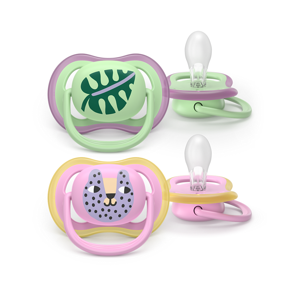 AVENT SCF087/13 TOLAŽILNA DUDA - SILIKON ULTRA AIR MOTIV 6-18M, Ž, 2/1