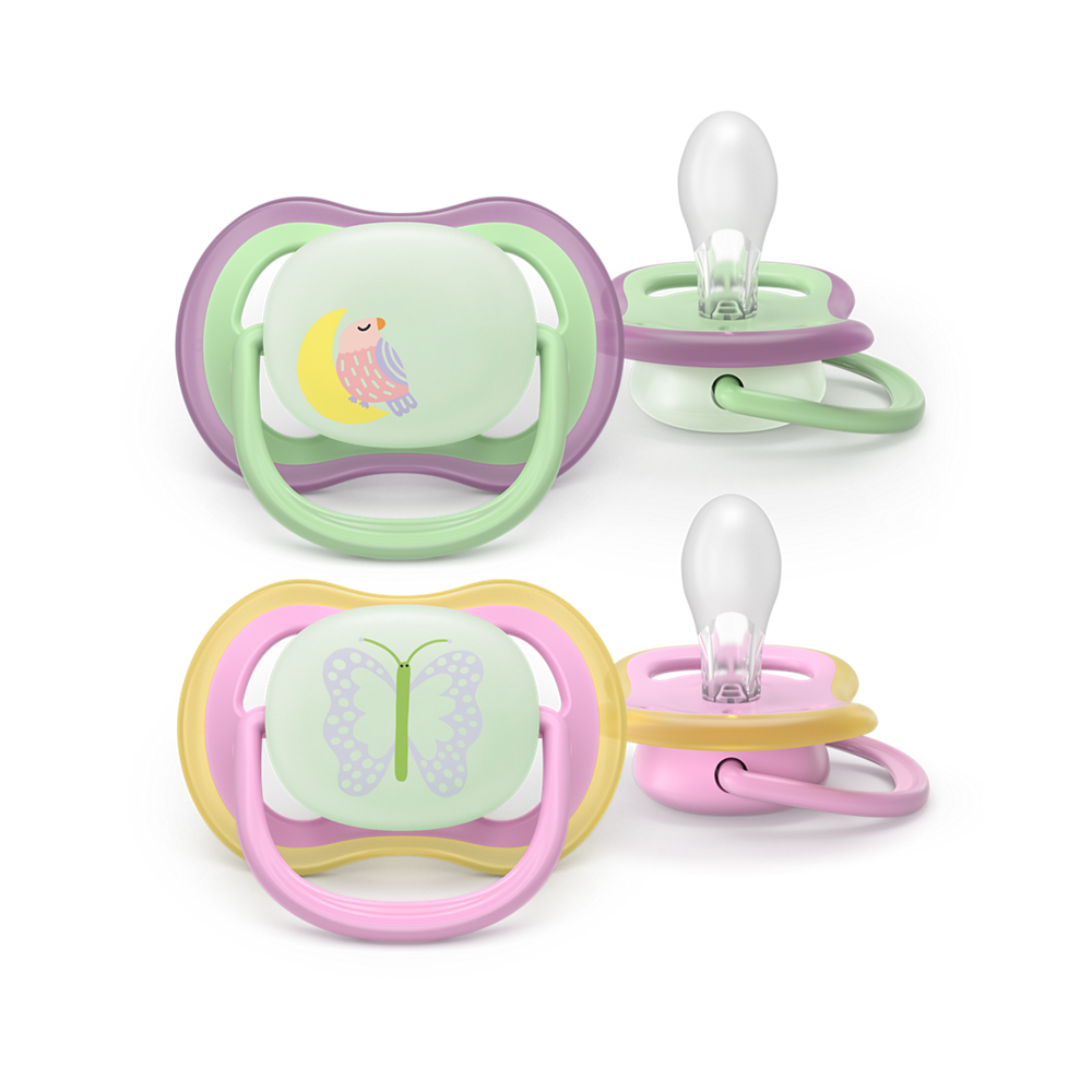 AVENT SCF376/29 TOLAŽILNA DUDA - SILIKON ULTRA AIR NOČNA 6-18M, Ž, 2/1