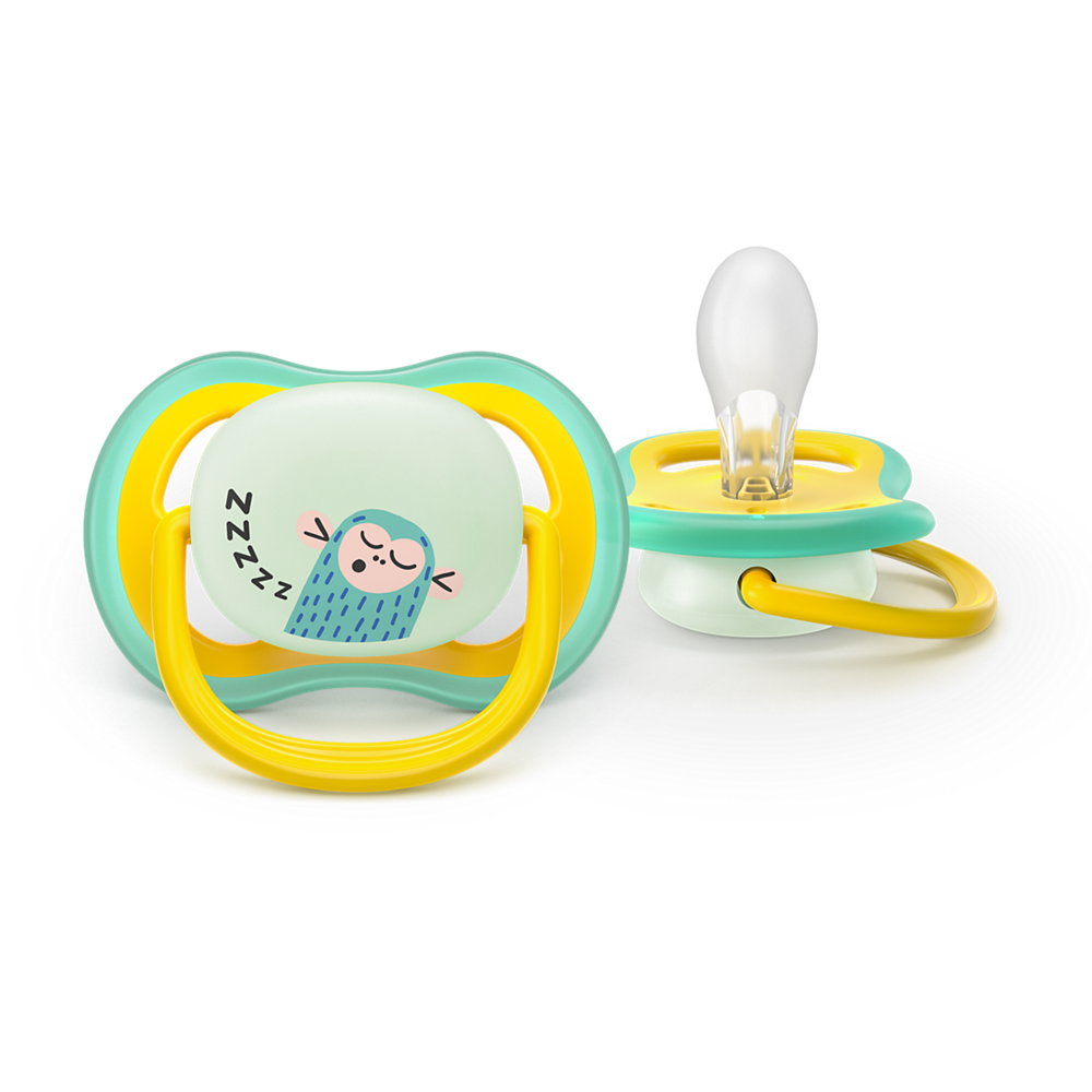 AVENT SCF376/32 TOLAŽILNA DUDA - SILIKON ULTRA AIR NOČNA 18M+, NEUTRALNA, 2/1