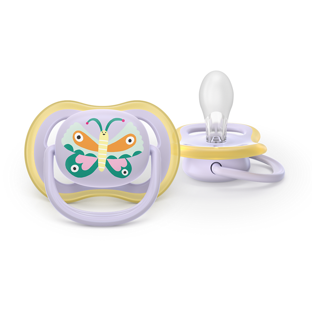 AVENT SCF087/04 TOLAŽILNA DUDA - SILIKON ULTRA AIR MOTIV 0-6M, Ž, 2/1