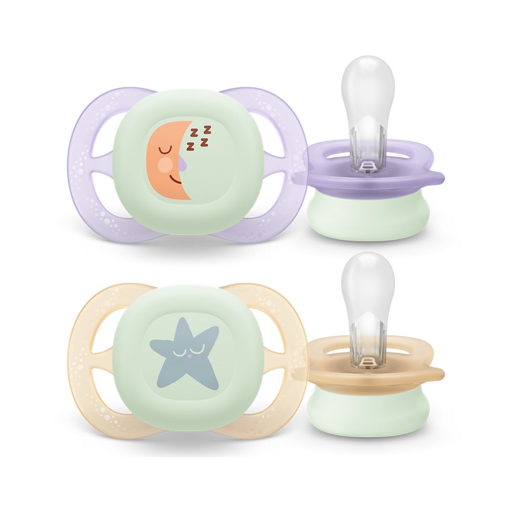Philips Avent Ultra Start noćna duda varalica, 0-2m, djevojčica, 2kom, SCF075/07