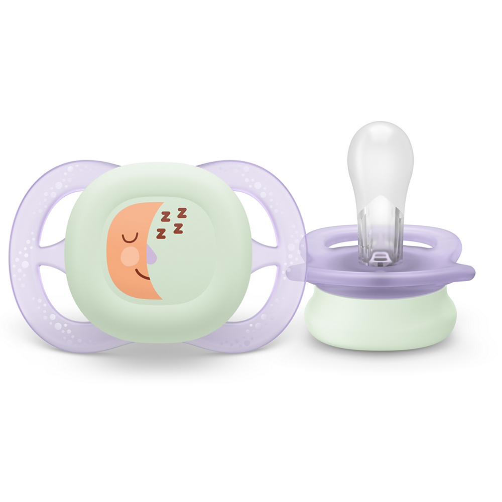 Philips Avent Ultra Start noćna duda varalica, 0-2m, djevojčica, 2kom, SCF075/07