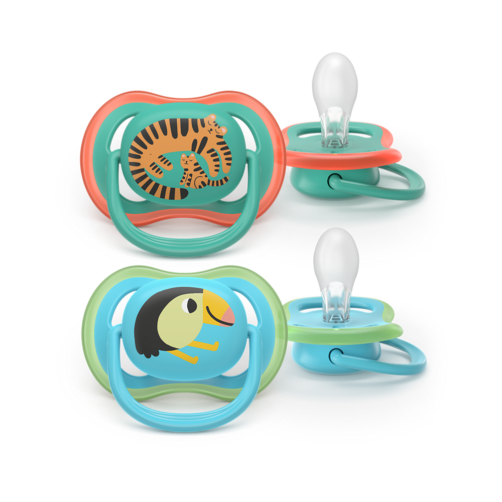 AVENT SCF087/11 TOLAŽILNA DUDA - SILIKON ULTRA AIR MOTIV 6-18M, M, 2/1